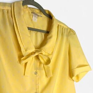 Vintage 80s/90s Era “Pykettes” Butter Yellow Polka Dot Blouse